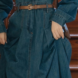 ハイウエストロングデニムワンピース W00726