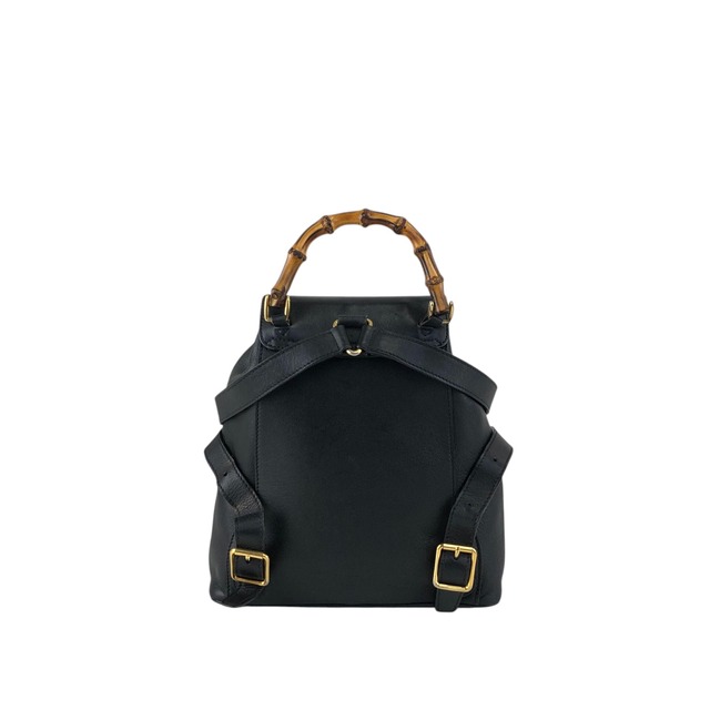 GUCCI グッチ バックパック ブラック バンブー レザー フロントポケット vintage ヴィンテージ オールド f7grwk
