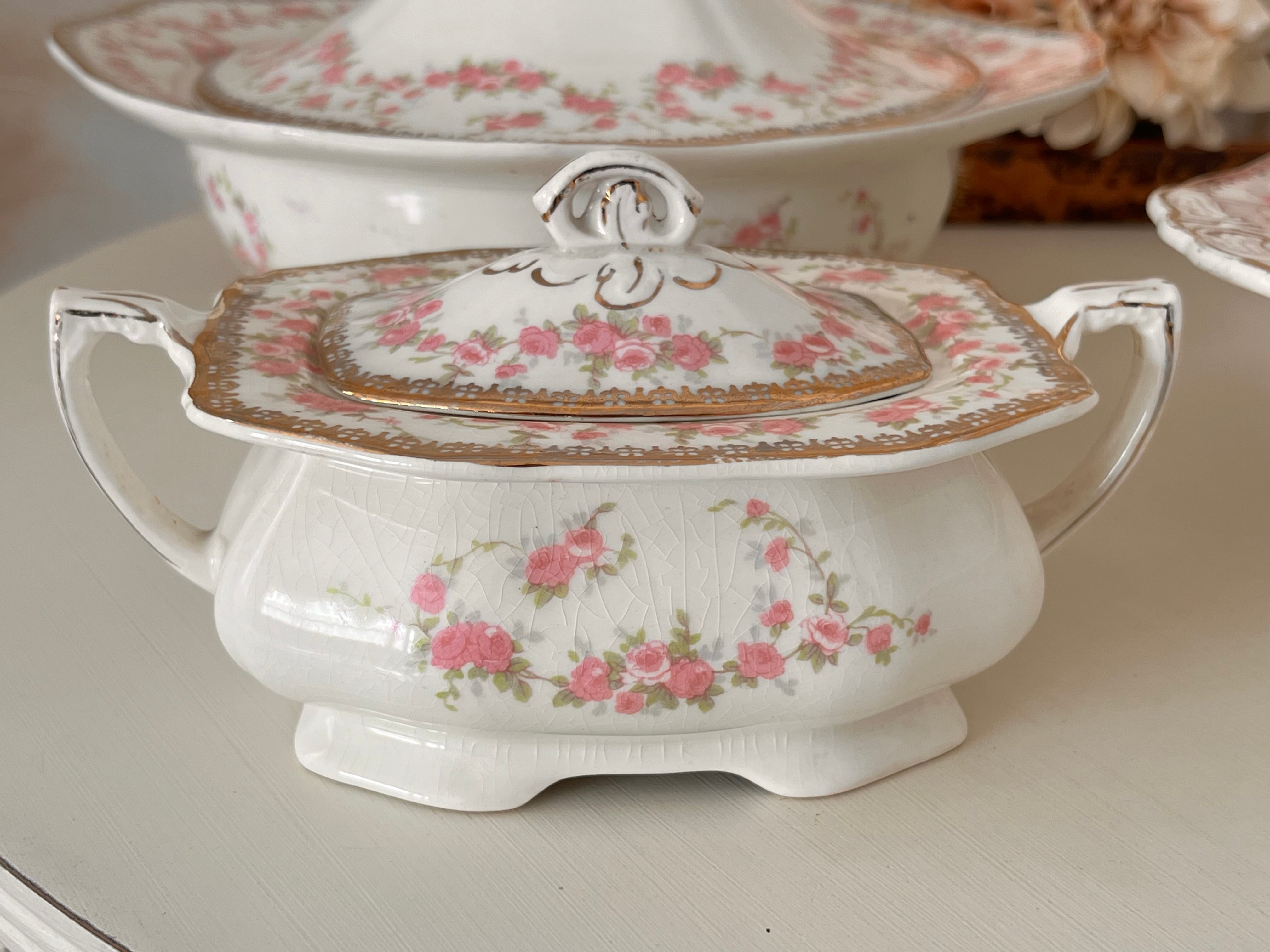 アルフレッド・ミーキン ピンクフローラル 大ボウル&小物入れセット