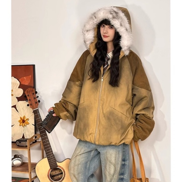 ❤極簡スタイル！グラデーション 綿入れコート【UATONLINEシリーズ】★ジャケット★ アウター レトロ 男女兼用 メンズ 絞り染め ゆったり 厚