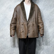 shawl collar brown mouton jacket