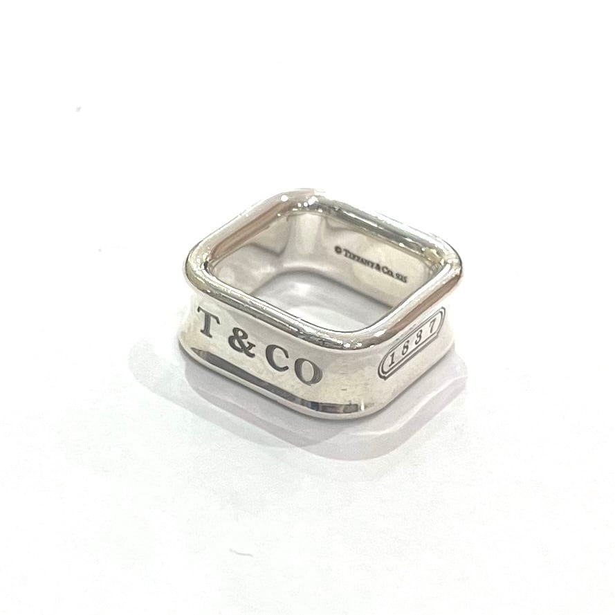 TIFFANY&CO.】2124 希少1837スクエアリング／7-8号／シルバー925／立体