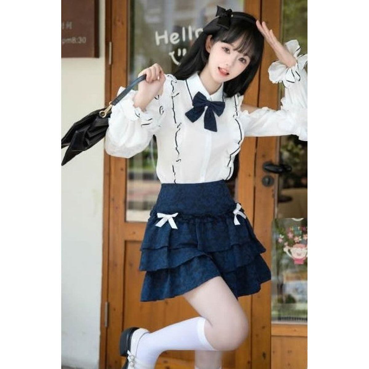 お嬢様風オープンショルダーフリルセットアップ：トップス | Maiden's Rêve