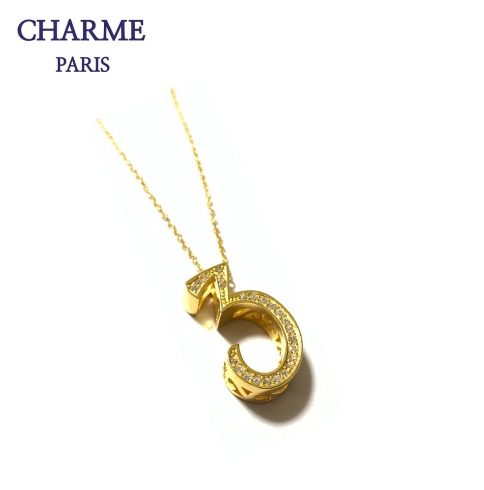 22k plating cz diamond  number necklace (3)