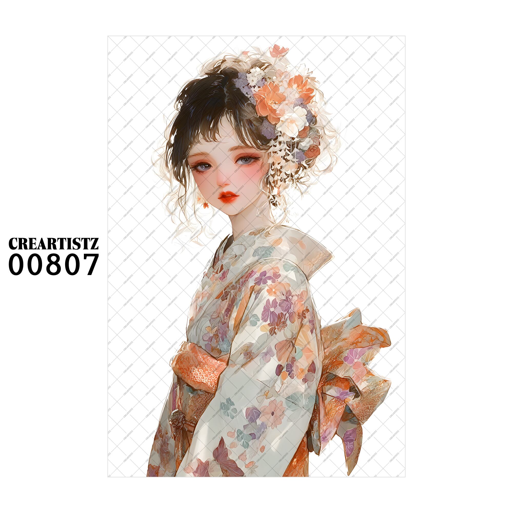 00807 ガール キュート オリジナル ペーパー/ステッカー 4枚セット CREARTISTZ