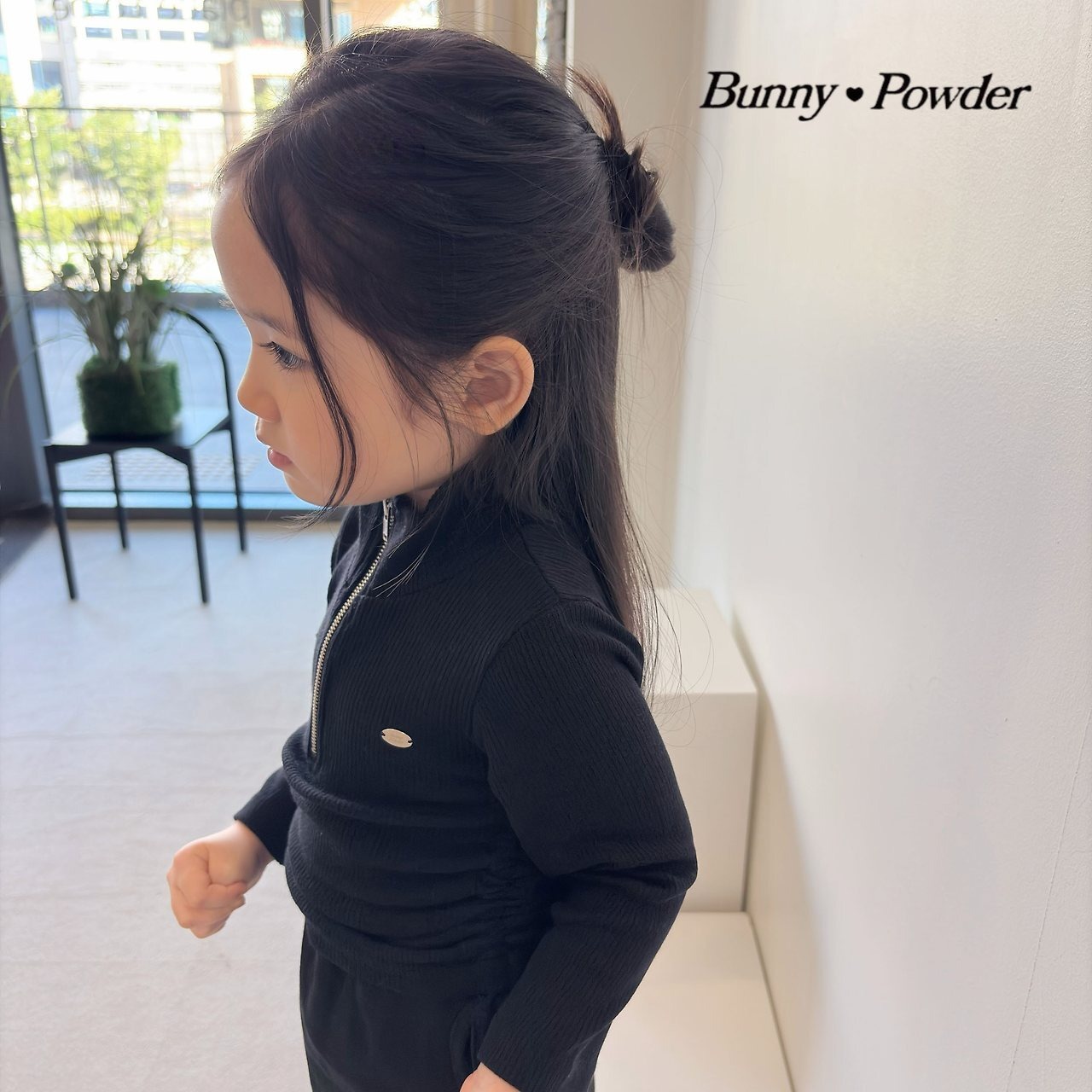 ivory S［即納］ any half zipup tee 26autumn/ bunny powder