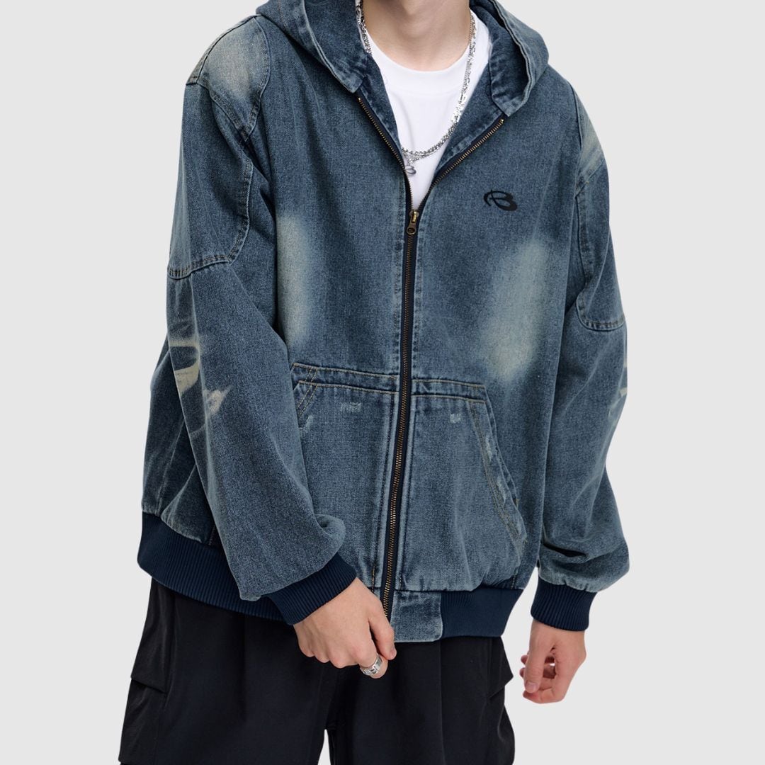 フード付きデニムジャケット H2747