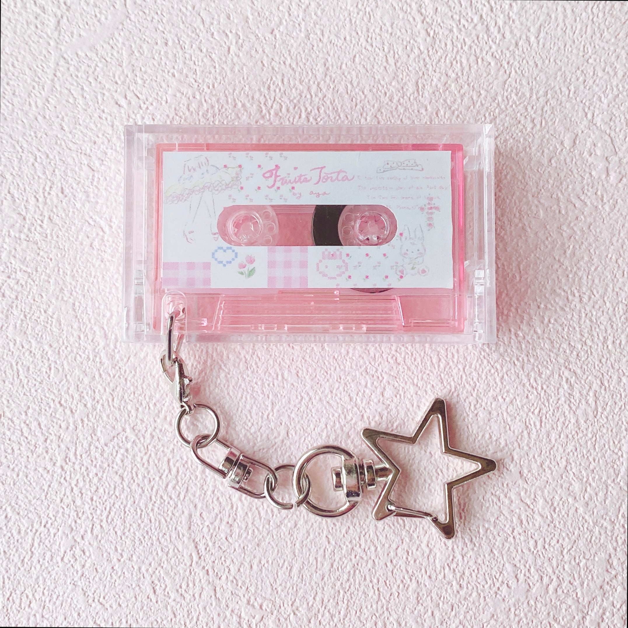 音楽再生ミニカセット꙳いちごゼリーPinkキーホルダー