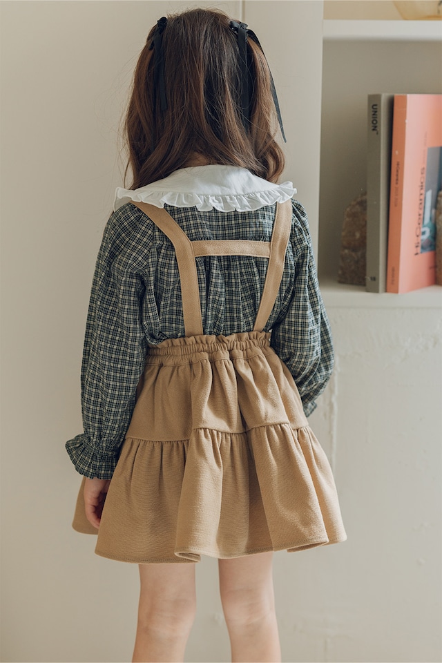 ブルマ付サスペンダーギャザースカート〈Beige〉
