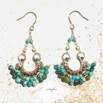 ✴︎Cao。アクリルコノハ（小）モチーフピアス✴︎ -peacock green 