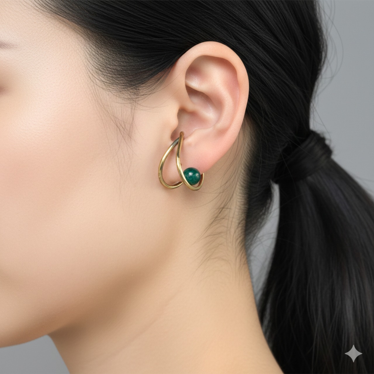 ☆再販人気商品　大ぶりイヤーカフ　①サンゴ②オパール、③マラカイト/真鍮