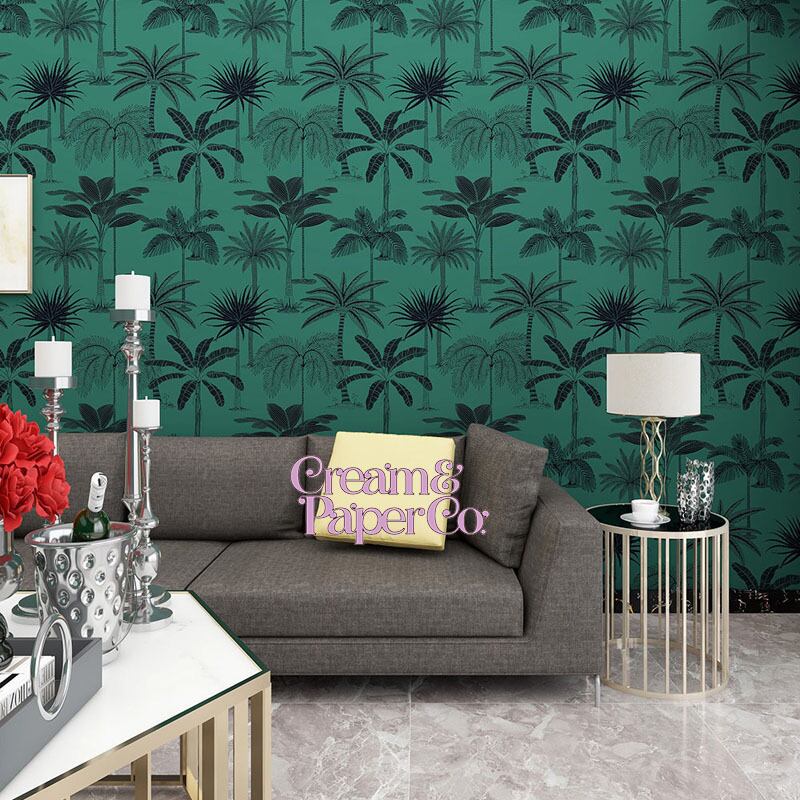 グリーン × ネイビー Tropical tree FL1-778201MT1 for DIY 53㎝×10m リピート64㎝