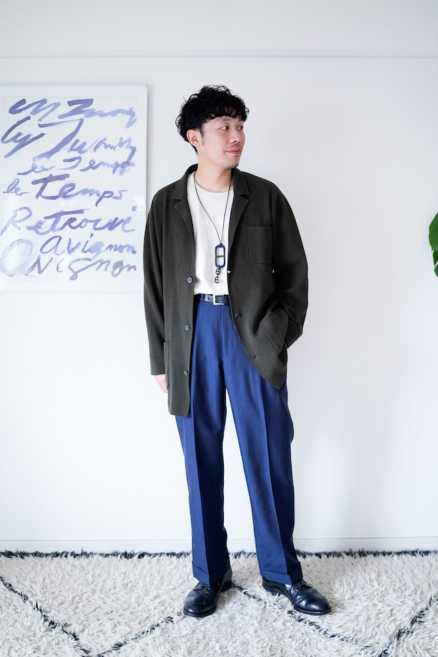 【1980s】"Made in Italy" Mohair & Wool, Silk Striped Trousers / 906