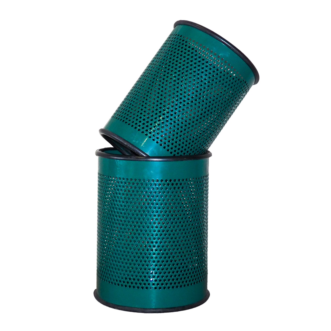 (medium size)Green perforated metal dustbin or umbrella stand