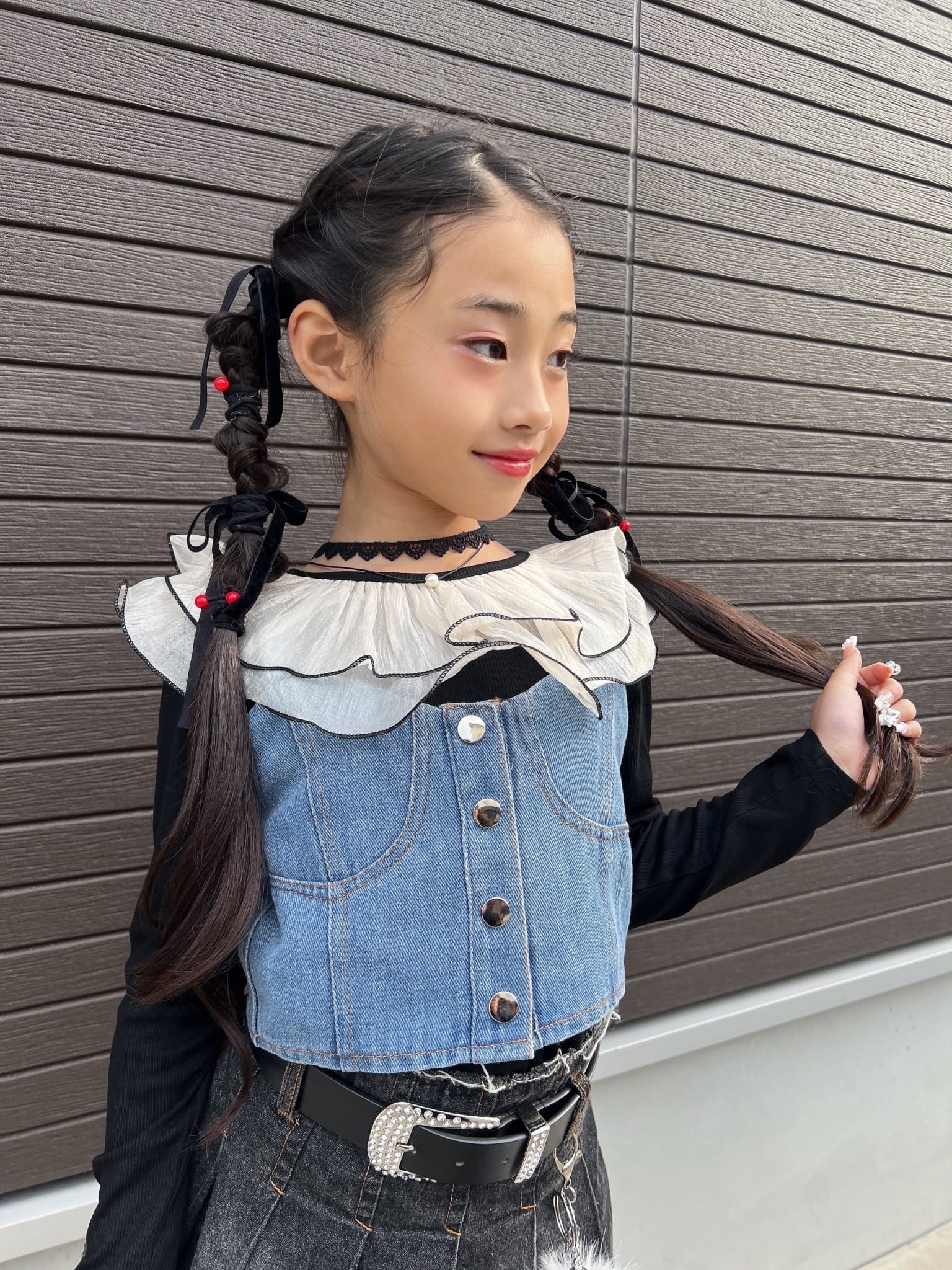 ❤︎お取り寄せ商品❤︎ [110-160] デニムビスチェ 25aw006 | Lalan kids