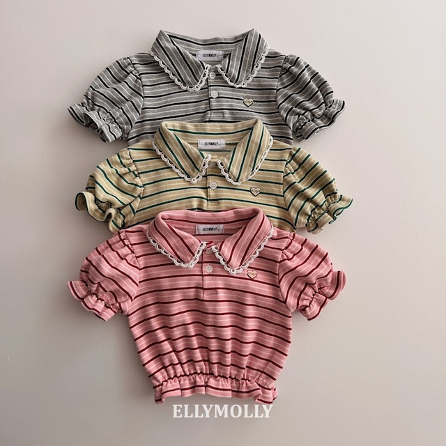 【取寄】elly molly|curling collar frill tee|カーリングカラーフリルT|5-15|kids&jr|26 spring
