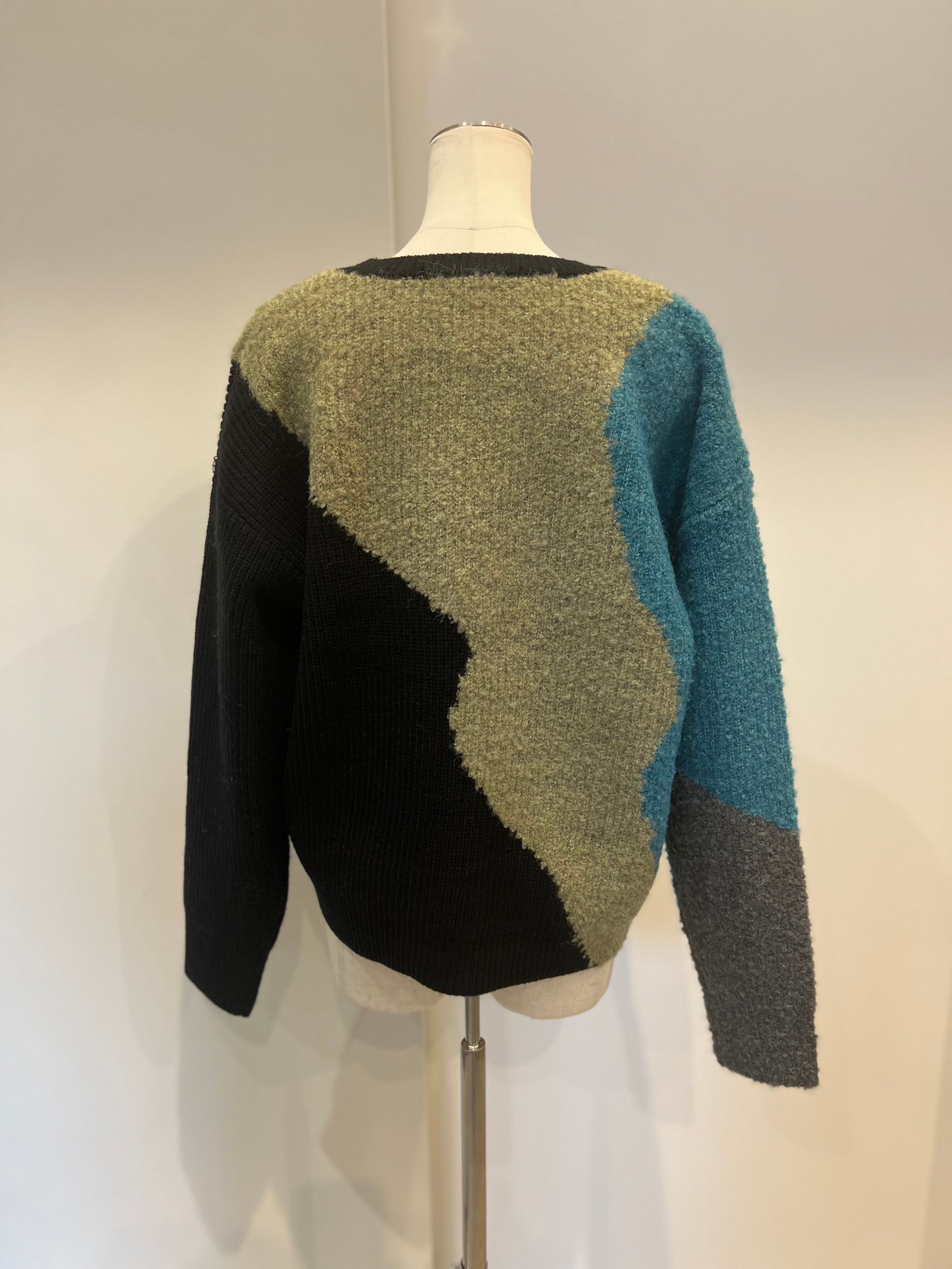 【SELECT】ランダムカラーブロックニット　29-0452