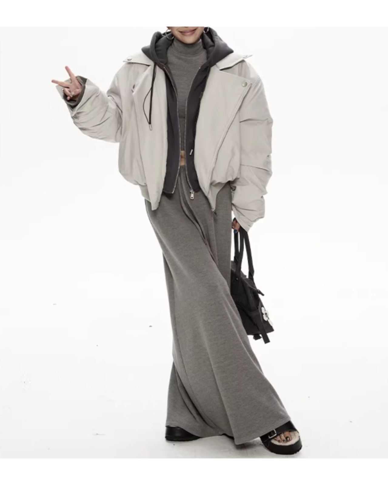 ジップアップショート丈フード付きジャケット 2color A0751 - 1