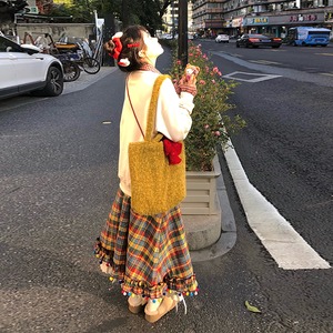 ALITTLEカラフルチェックフレアースカート
