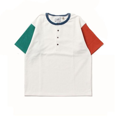 gym master ジムマスター 7.2oz ドライワッフル ヘンリーネック Tシャツ ホワイトクレイジー(90) / 返品・交換不可