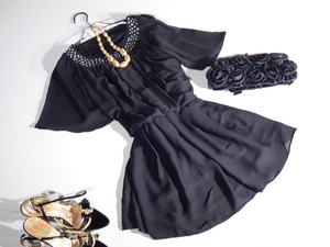 ★11号☆シフォンラインストーン付きワンピース(OPN8586)