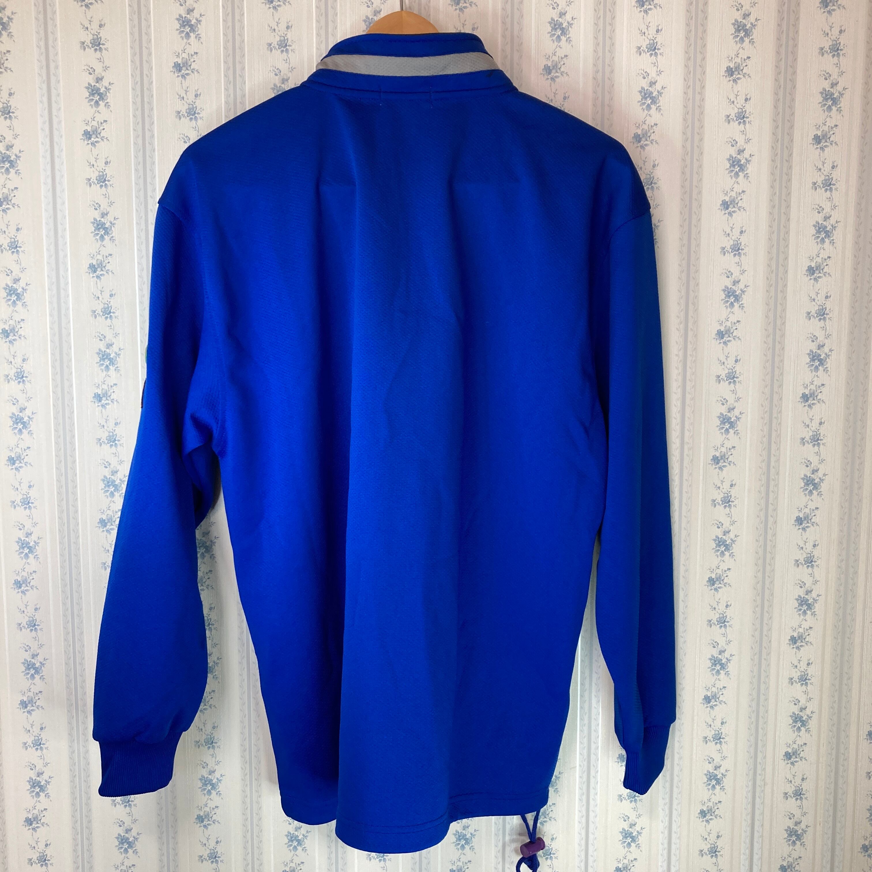 レア90s《アディダス》ハーフジップ刺繍トラックジャケット/ブルー/メンズL-M