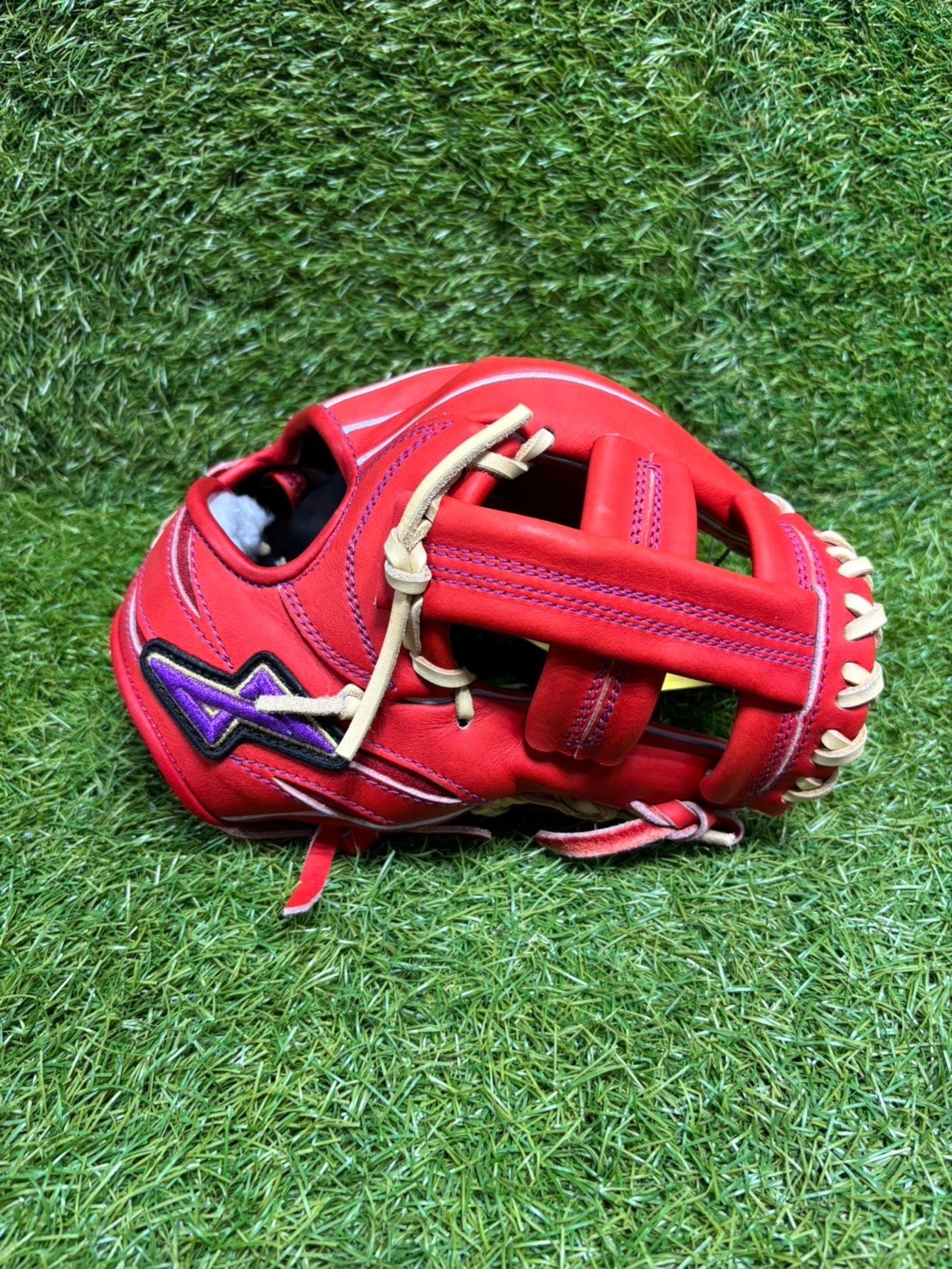 ノーリミット硬式内野手用グラブ湯もみ型付け済みDオレンジ右投げ・画像2