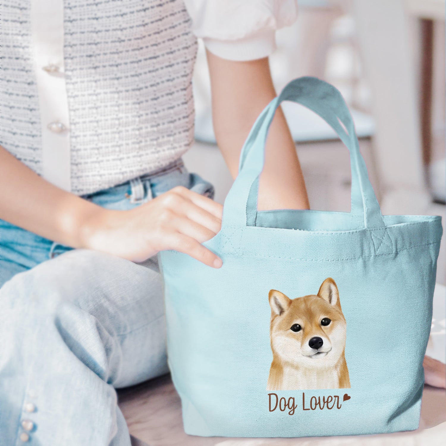 柴犬 水彩画風 毛色2色 】 ミニキャンバス トートバッグ 犬 ペット