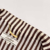 Leilian レリアン 豪華ボタン ストライプ テーラードジャケット 17+/ブラウン×ホワイト レディース