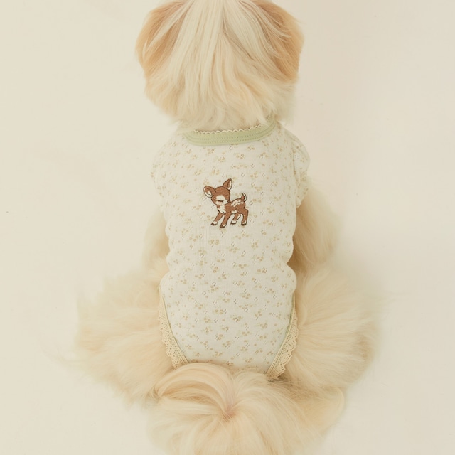 【予約】[thesallyslaw] Chloe puff romper (Lime floral)