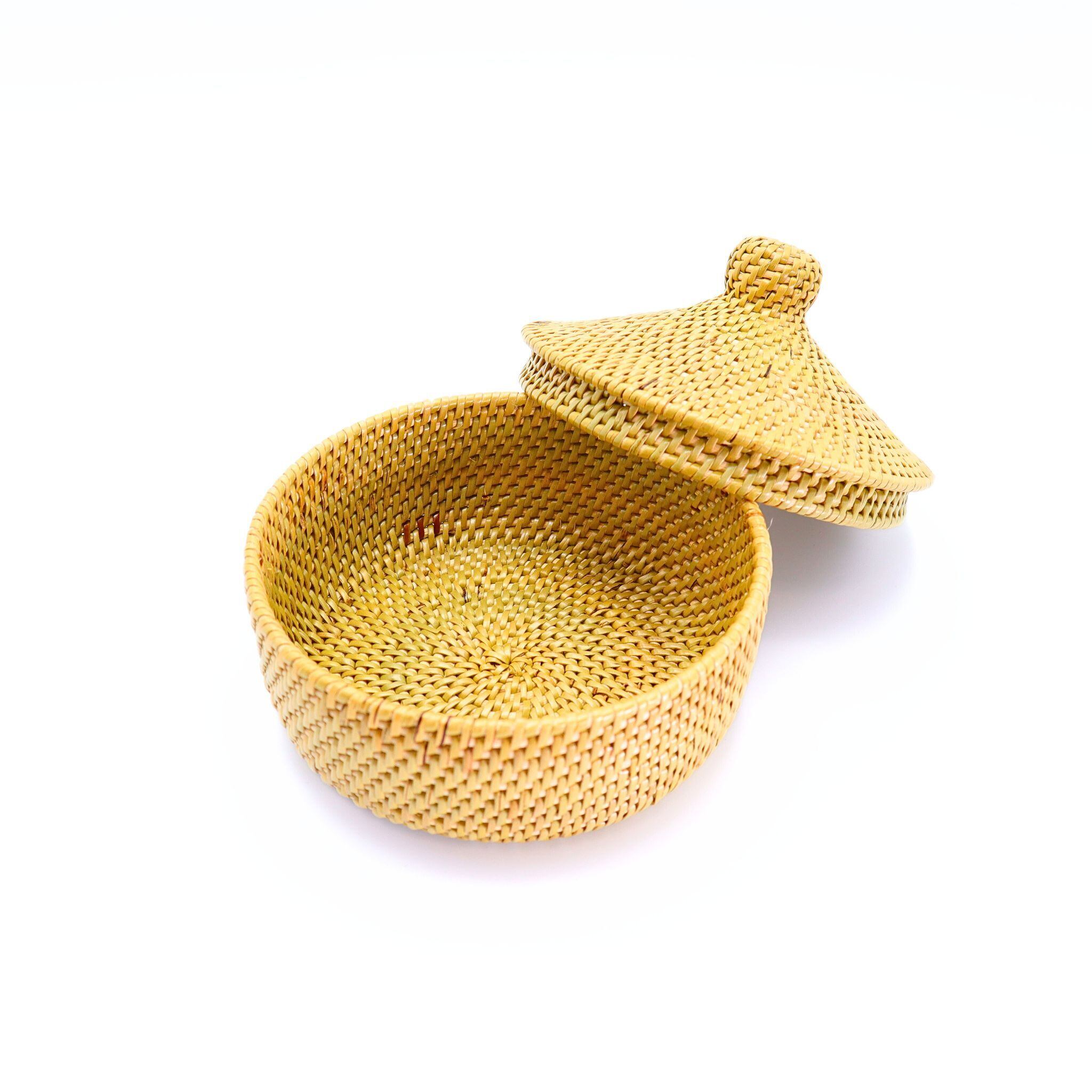 つぼ型】シダ編みのオブジェ／小物入れ 12.5*10cm | ボルネオ手工芸品