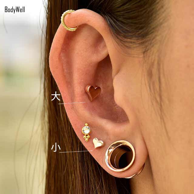 ボディピアス 16G カラバリ豊富 全8カラー ハート ストレートバーベル