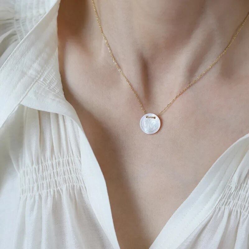 金アレ対応 flower shell necklace (0379)