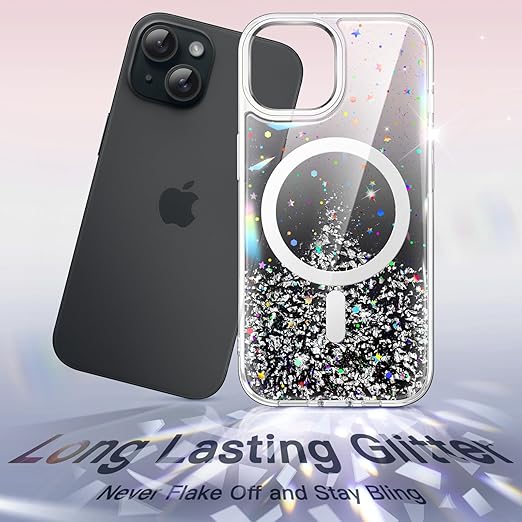 JETech iPhone 15 6.1インチ用 キラキラ ケース MagSafe対応 女性用