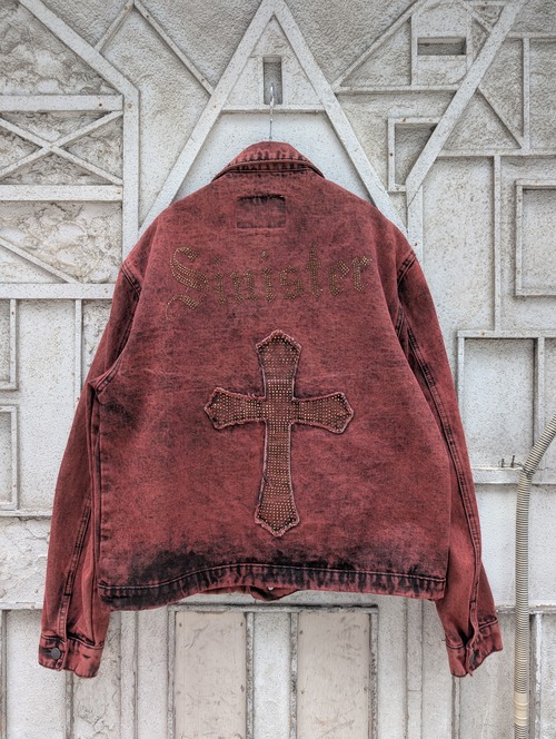 "SMOKE & ASH" cross rhinestone denim jacket