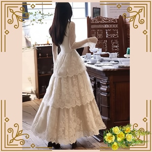 ♦アンティークレースの物語ワンピース～優雅に重なるヴィンテージホワイトドレス♦ trnd041