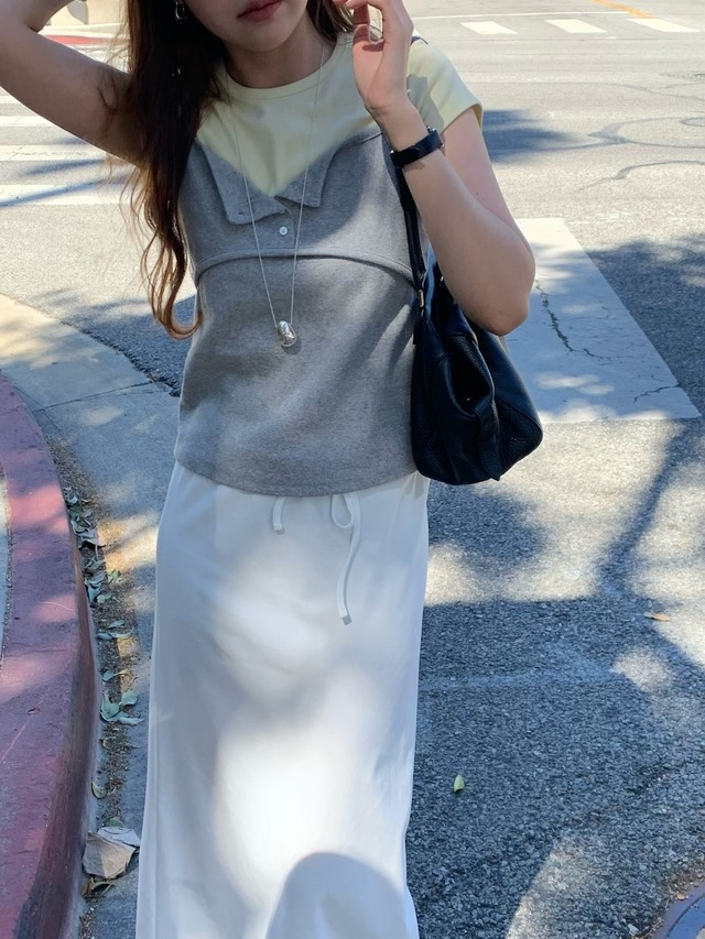 (予約) verveine / Nive henley strap sleeveless 4color