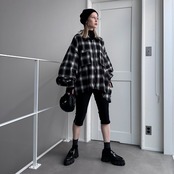 Ombre check asymmetric zip JK/black