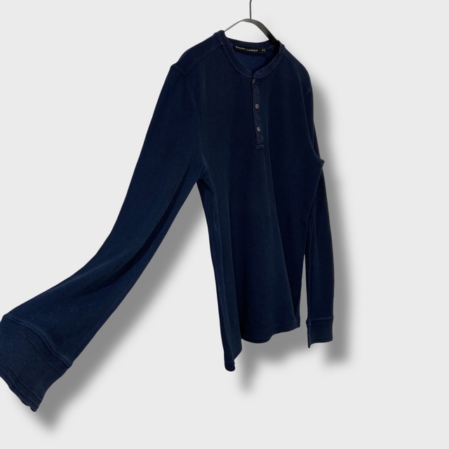 RalphLauren ブラックレーベル　ヘンリーネックサーマルロンT 紺　M