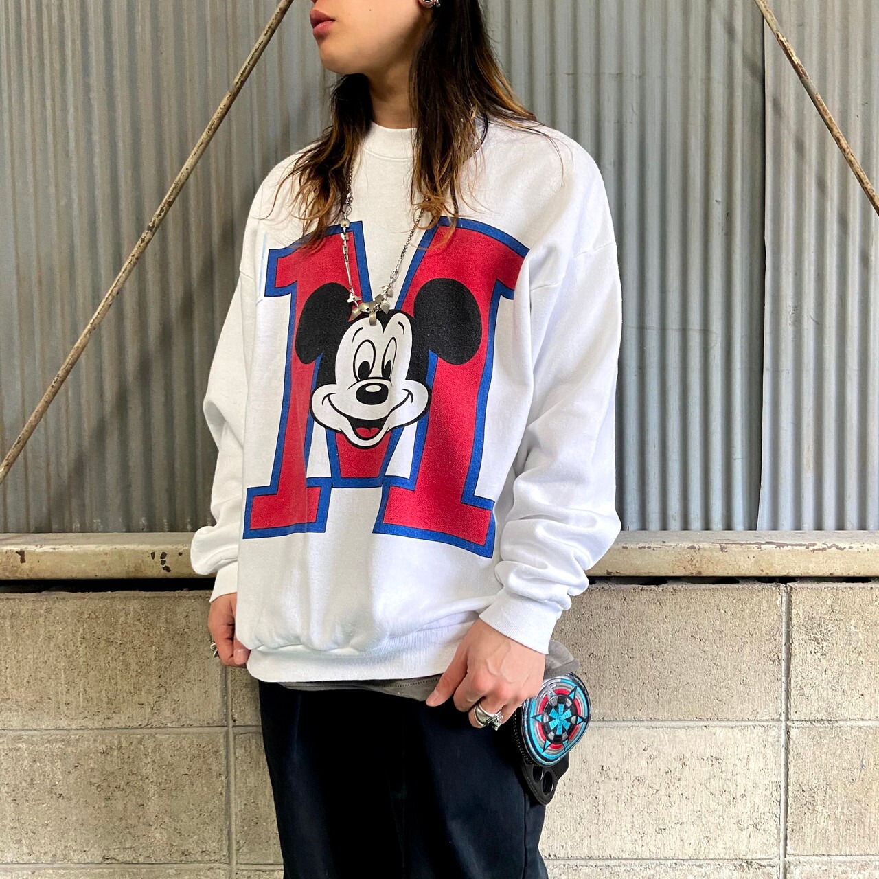 80年代 ディズニー ミッキーマウス キャラクタープリントスウェット 