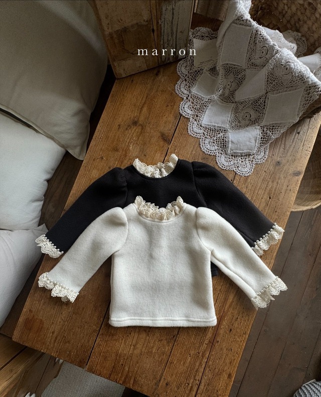 ラスト1 M【即納】<marron>  Angel pearl blouse