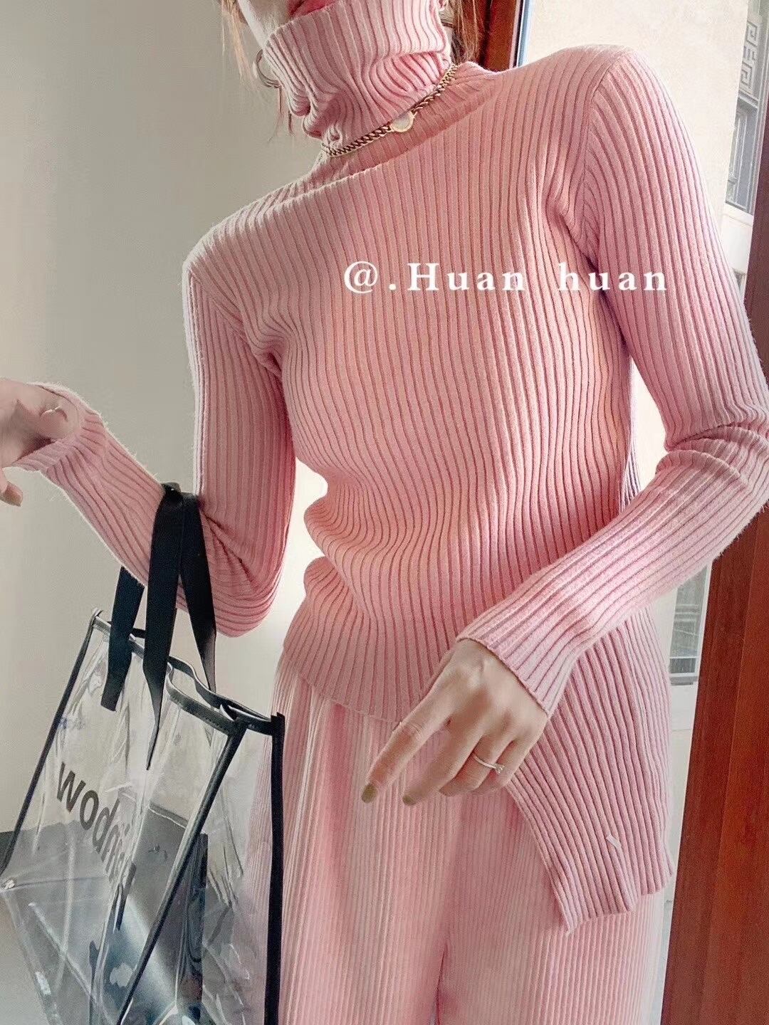 アシメヘム リブタートルネックニット　AJ111-B07