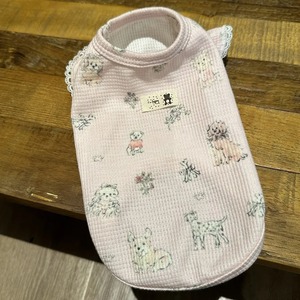 【PET】全3色ワンちゃんデザインフリル袖トップス