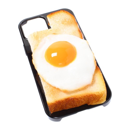 [8000]食品サンプル屋さんのスマホケース（iPhone12、12 Pro、12 Pro Max、12 mini：目玉焼き乗せトースト）【メール便不可】