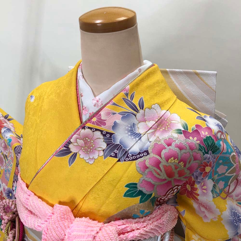 307u10〇振袖用長襦袢 色濃く /裄61.5袖丈92.5/ 半衿付〇美品 