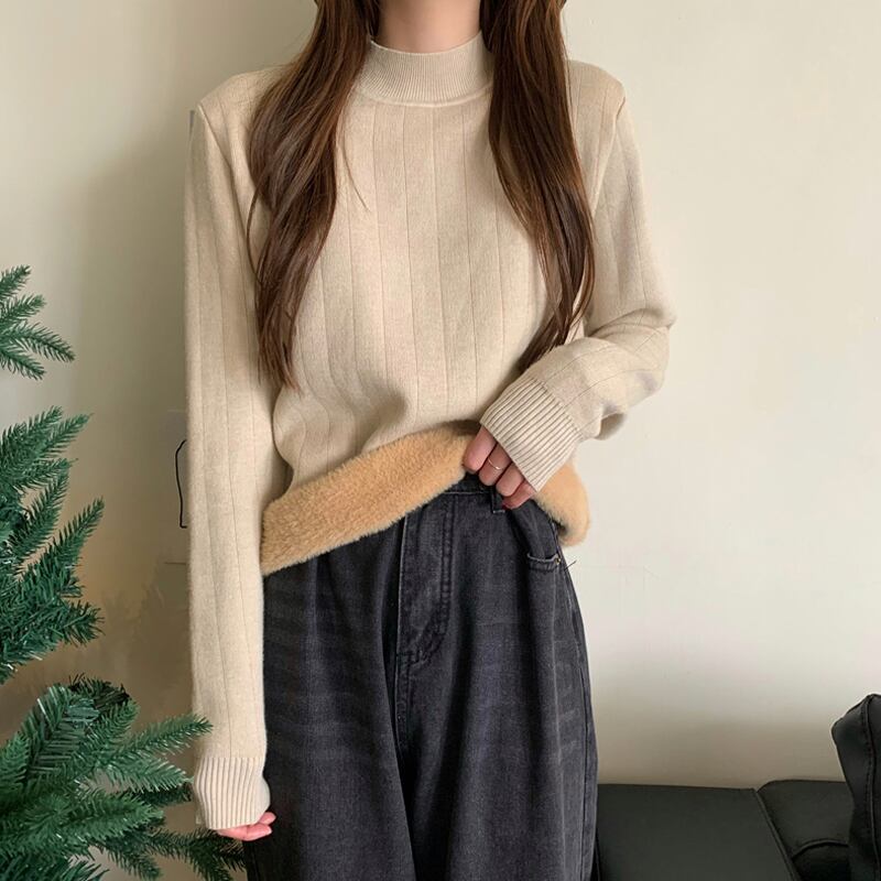 スプリングスタイルニットセーター レディースベルベットカラー 春物 スーパーモール24340886324