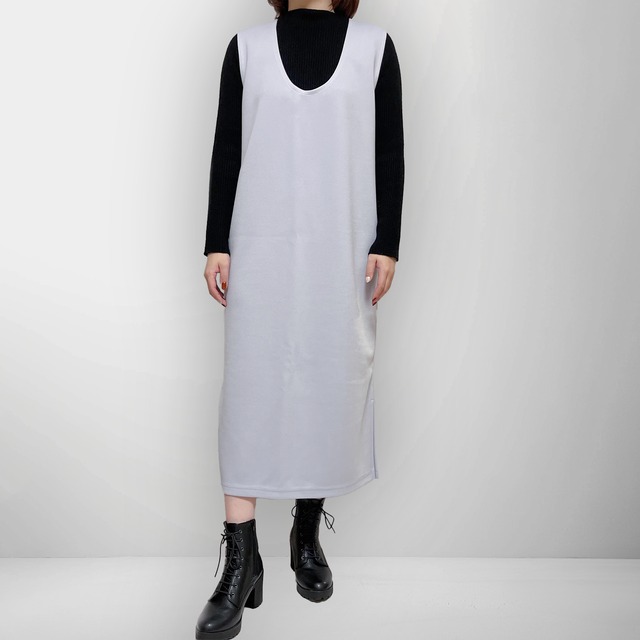 【人気シリーズ】シンプルで楽ちん Uネックジャンパースカート｜水色 / ライトブルー｜画像6