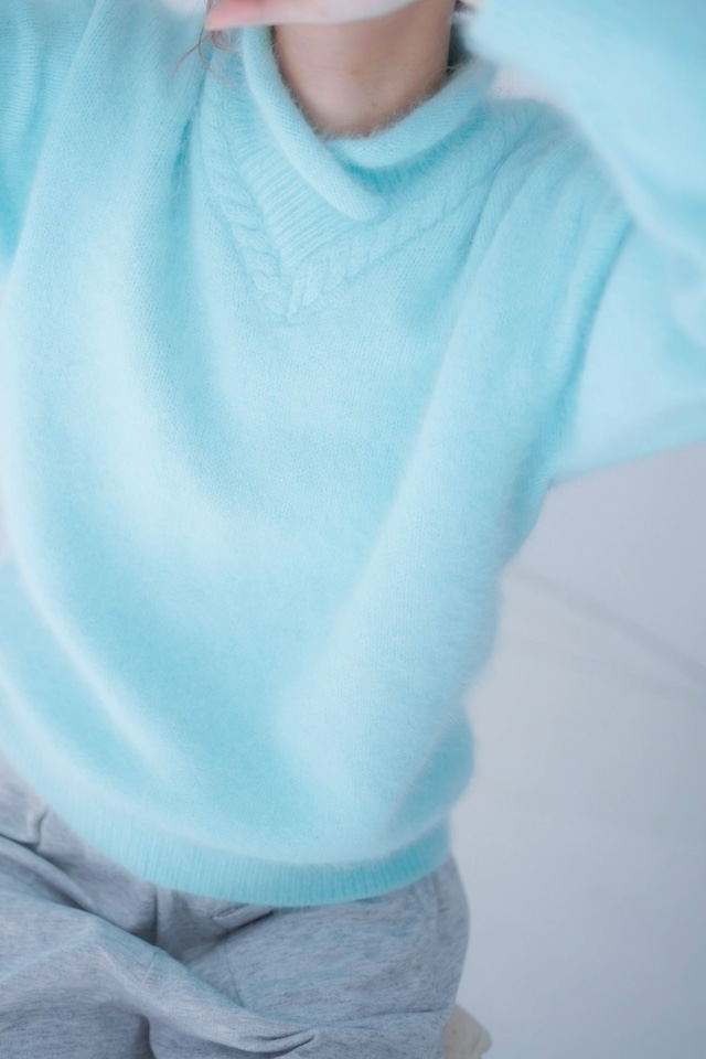 light blue angora  knit