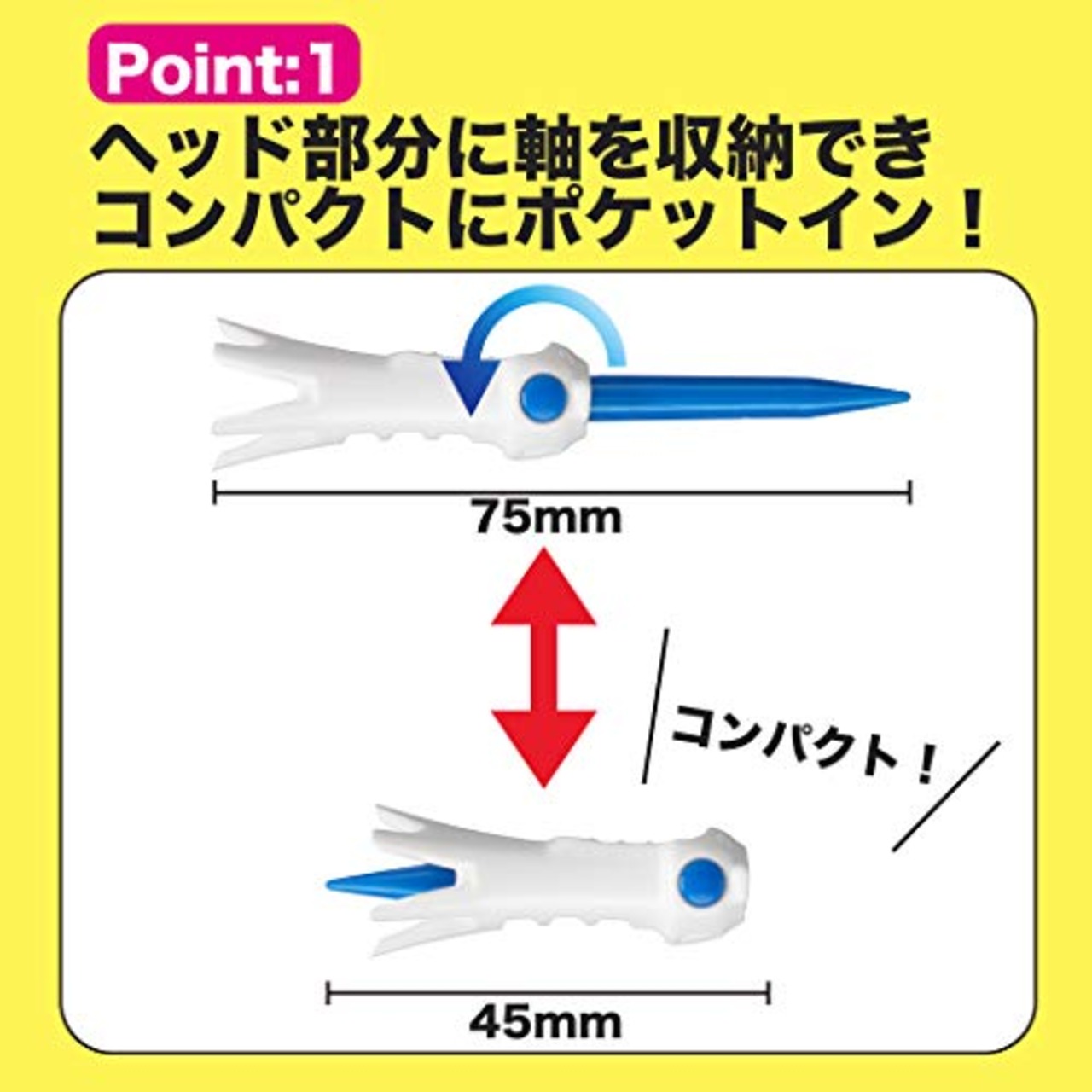 Tabata(タバタ) ゴルフ ティー プラスチックティー 折りたたみ コンパクト ポケッティー 40mm GV1421 40