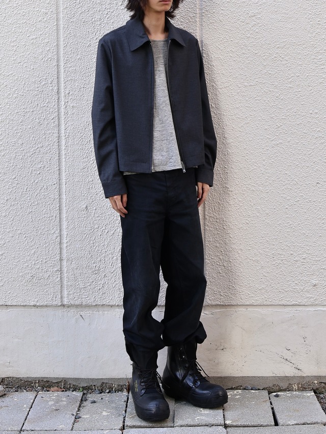 【+(plūs)】double zip minimal jacket/dark grey